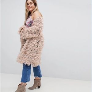 Glamorous Curve Oversized Cardigan In Shaggy Knit